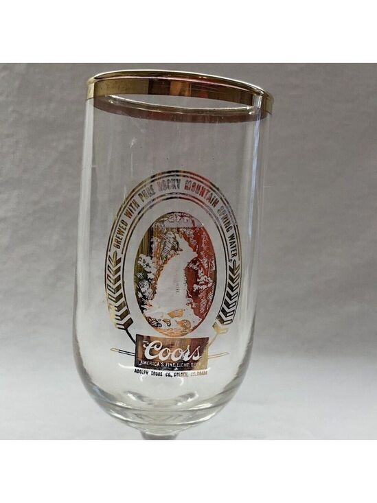 Coors Other - Vintage COORS BEER BEVERAGE STEMMED GLASS WITH GOLD LOGO